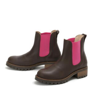 Blue Heeler, Pash, Chelsea læderstøvler med hæl, Brown/Pink