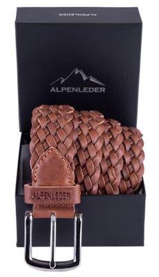 Billede af Alpenleder-Cognacfarvet læderbælte, Flechtwerk