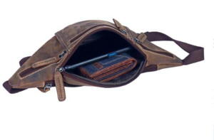 Billede af Alpenleder, Genf bæltetaske i brun læder-indvendig