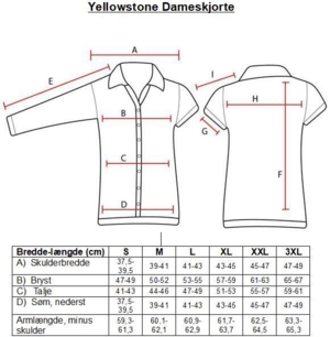 Størrelsesguide, dameskjorte