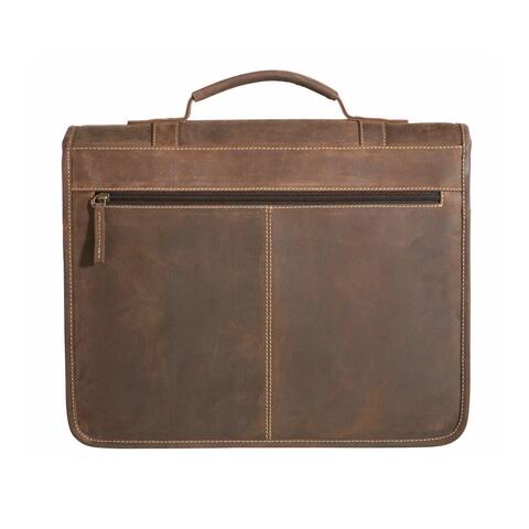 Briefcase Ohio - olieret nubuck læder, Coffee Brown, bagside