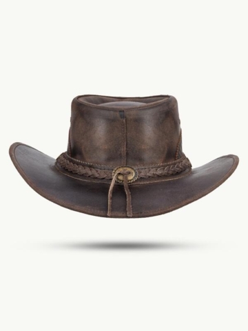 Billede af Scippis Lyndon læderhat, Mørkebrun, bagfra