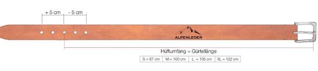 Billede af Alpenleder flot sort bøffellæderbælte, Raute, mål