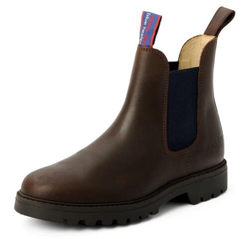 Korte støvler med eleastikside - Jackaroo boots, Brown/Navy, forfra