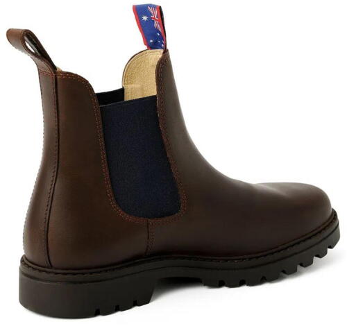 Korte støvler med eleastikside - Jackaroo boots, Brown/Navy, bagfra