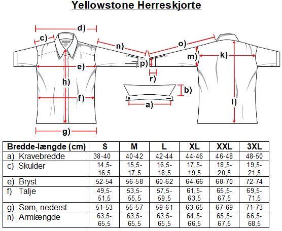 Størrelsesguide, herreskjorte