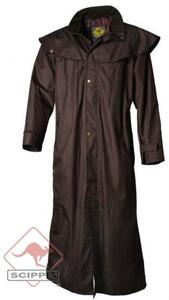 Scippis, Gladstone Coat, brun PU-belagt polyester-regnfrakke med for