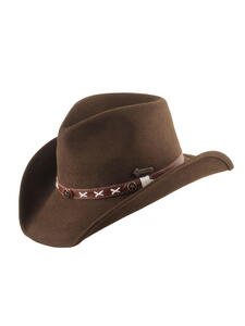 Scippis, Smokey westernhat, brun eller sort, 100% uld med hattebånd i læder