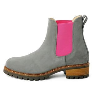 Blue Heeler, Pash, Chelsea læderstøvler med hæl, Grey/Pink
