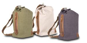 Scippis, Bonora rygsæk i vokset canvas med læderforstærkninger, grøn, blå eller beige