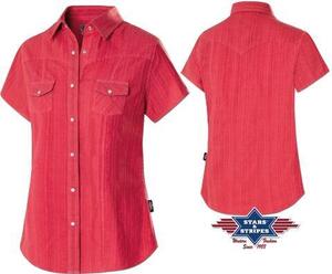 Stars & Stripes, Malina, kortærmet dameskjorte, rød