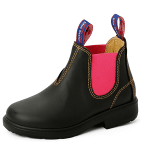 Blue Heeler Kids Wombat, Chelsea børne læderstøvler, Guinness/Pink