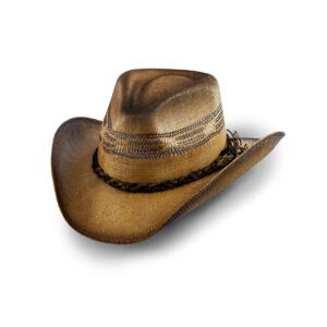 Stars & Stripes, Tico stråhat, brun og sand m. dekorativt mørkebrunt hattebånd i flettet sisal