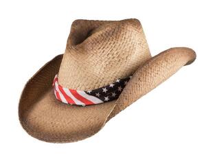 Scippis, El Paso stråhat med formbar skygge og Stars & Stripes hattebånd