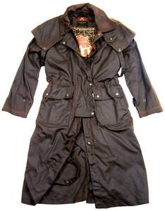 Kakadu Traders Australia, Workhorse Drovers Coat i sort eller brun oilskin med termofor