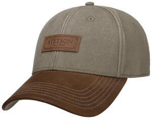 Stetson Baseball Cap, cotton/kalveskind, olive