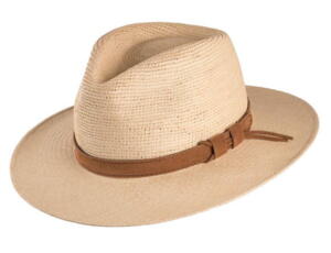 Scippis, Salinas Panama hat i 100% Paja Toquilla med lysebrunt hattebånd, sand eller santone fawn