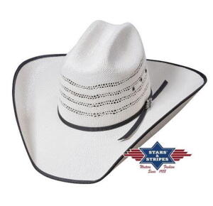 Stars & Stripes, Ashton 2 stråhat, hvid formstøbt hat med sort kant og hattebånd