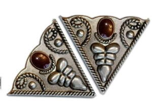 Collar tips, antik sølvfarvet m. rødbrun emalje