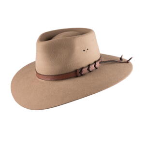 Scippis, Statesman hats, Big Australian sandfarvet 100% merino uldfilthat m. hattebånd i læder og svedbånd i blødt okselæder