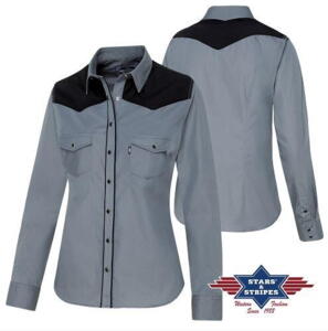 Stars & Stripes, Western dameskjorte i grå og sort