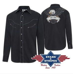 Stars & Stripes, Black Eagle herreskjorte med ørn broderet på ryggen