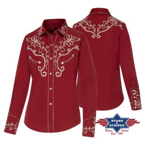 Stars & Stripes, Ruth- rød western dameskjorte med flotte broderier