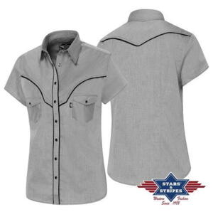 Stars & Stripes, Kortærmet western dameskjorte i grå