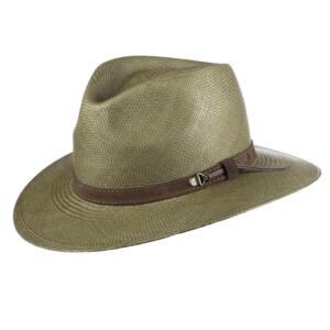 Scippis, Loreto Panama hat i 100% Paja Toquilla strå i brungrøn med mørkt hattebånd
