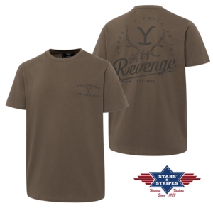 Stars & Stripes, Yellowstone T-Shirt, For Revenge, Brun