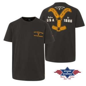 Stars & Stripes, Yellowstone T-Shirt, Ride For The Brand, Antracit-grå