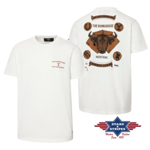 Stars & Stripes, Yellowstone T-Shirt, The Bunkhouse, White