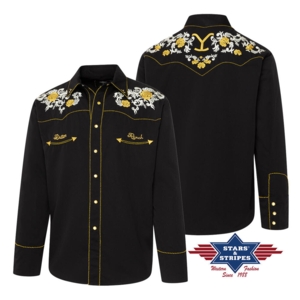 Stars & Stripes, Yellowstone herreskjorte, Dorian, Sort