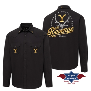 Stars & Stripes, Yellowstone herreskjorte, For Revenge, Sort