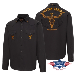 Stars & Stripes, Yellowstone herreskjorte, Protect The Family, Sort