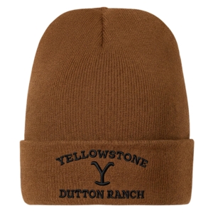 Stars & Stripes, Yellowstone, brun beanie / strikhue med sort logo