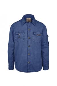 2. sortering, Scippis, Cowra skjorte, blå, 100% 6oz bomuld, knap mangler